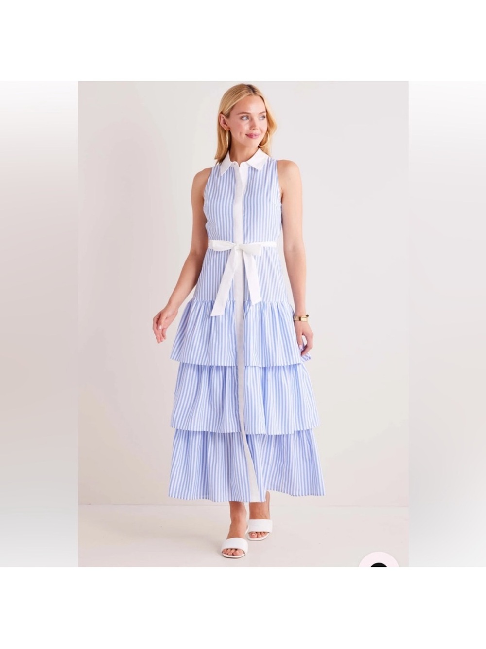 fore M Sleeveless Blue and White Striped Maxi Dress Spring Wedding Guest Dress